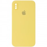 Чохол Silicone Case Square Full Camera Protective (AA) Для Apple iPhone XS Max ( Жовтий / Canary Yellow)