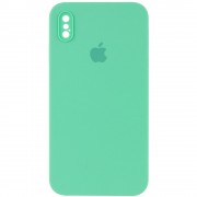 Чохол Silicone Case Square Full Camera Protective (AA) Для Apple iPhone XS Max ( Зелений / Spearmint)