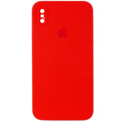 Чохол Silicone Case Square Full Camera Protective (AA) Для Apple iPhone XS Max (Червоний / Red)