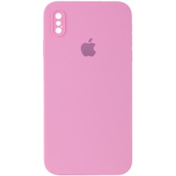 Чохол Silicone Case Square Full Camera Protective (AA) Для Apple iPhone XS Max ( Рожевий / Light pink)