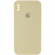 Чохол Silicone Case Square Full Camera Protective (AA) Для Apple iPhone XS Max ( Жовтий / Mellow Yellow)
