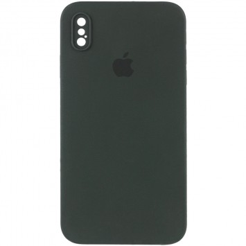 Чохол Silicone Case Square Full Camera Protective (AA) Для Apple iPhone XS Max ( Зелений / Black Green)