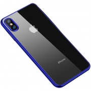 Прозорий силіконовий чохол з глянцевою окантовкою Full Camera Для Apple iPhone XS Max (Синій)