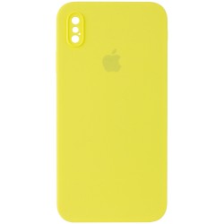 Чехол Silicone Case Square Full Camera Protective (AA) для iPhone XS (Желтый / Bright Yellow)