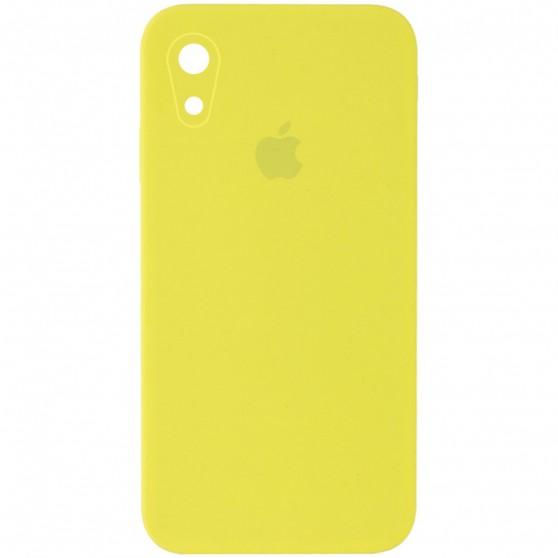 Чохол для Apple iPhone XR Silicone Case Square Full Camera Protective (AA) (Жовтий / Bright Yellow)