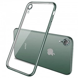 Прозрачный силиконовый Чехол для Apple iPhone XR глянцевая окантовка Full Camera (Темно-зеленый)