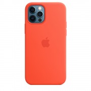 Чехол для iPhone 12 Pro Max Silicone case (AAA) full with Magsafe (Оранжевый / Electric Orange)