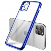 Прозорий силіконовий чохол для iPhone 12 Pro Max глянцева окантовка Full Camera (Синій)