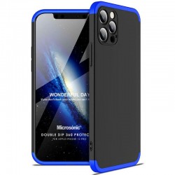 Пластиковая накладка GKK LikGus 360 градусов (opp) для iPhone 12 Pro (Черный / Синий)