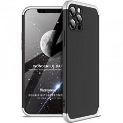 Пластиковая накладка для iPhone 12 Pro Max GKK LikGus 360 градусов (opp) (Черный / Серебряный)