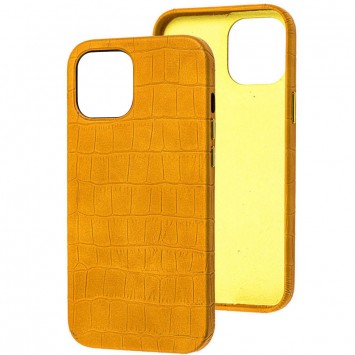 Шкіряний чохол Croco Leather для iPhone 12 mini (Yellow)