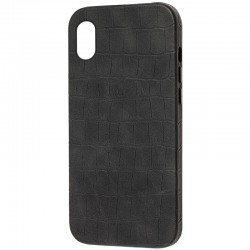 Кожаный Чехол для Apple iPhone XR Croco Leather (Black)