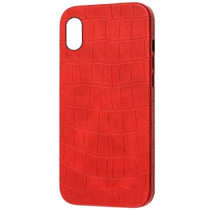 Шкіряний чохол Croco Leather для iPhone XS (Red)