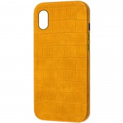 Шкіряний чохол Croco Leather для iPhone XS (Yellow)