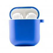 Силіконовий футляр з мікрофіброю для навушників Airpods 1/2 (Синій / Royal blue)