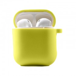 Силіконовий футляр з мікрофіброю для навушників Airpods 1/2 (Жовтий / Bright Yellow)