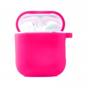 Силіконовий футляр з мікрофіброю для навушників Airpods 1/2 (Рожевий / Barbie pink)