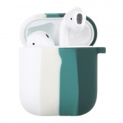 Силіконовий футляр Colorfull для навушників AirPods 1/2 (Білий / Зелений)