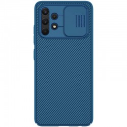 Карбоновая накладка Nillkin Camshield (шторка на камеру) для Samsung Galaxy A32 4G (Синий / Blue)