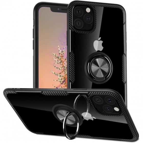 TPU+PC чохол Deen CrystalRing for Magnet (opp) для Apple iPhone 11 Pro (Безбарвний/Чорний)