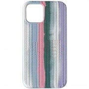 Чохол Silicone case Full Braided для Apple iPhone 12 Pro / 12 (Білий / Бузковий)