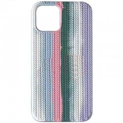 Чехол Silicone case Full Braided для Apple iPhone 12 Pro / 12 (Белый / Сиреневый)