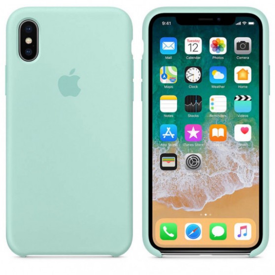 Чохол для iPhone X/XS Silicone Case (AA) (Бірюзовий / Marine Green)