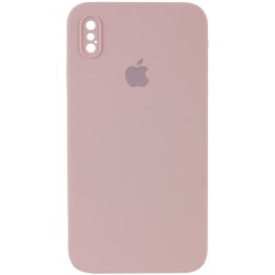 Чехол для iPhone XS Silicone Case Square Full Camera Protective (AA) (Розовый / Pink Sand)