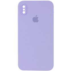 Чехол для iPhone XS Silicone Case Square Full Camera Protective (AA) (Сиреневый / Dasheen)
