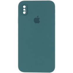 Чохол для iPhone XS Silicone Case Square Full Camera Protective (AA) (Зелений / Pine green)