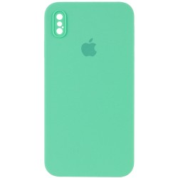 Чехол для iPhone XS Silicone Case Square Full Camera Protective (AA) (Зеленый / Spearmint)