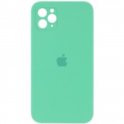 Чохол для iPhone 11 Pro Max Silicone Case Square Full Camera Protective (AA) (Зелений / Spearmint)