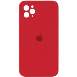 Чохол для iPhone 11 Pro Max Silicone Case Square Full Camera Protective (AA) (Червоний / Camellia)