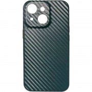 Шкіряний чохол для iPhone 13 Leather Case Carbon series (Зелений)