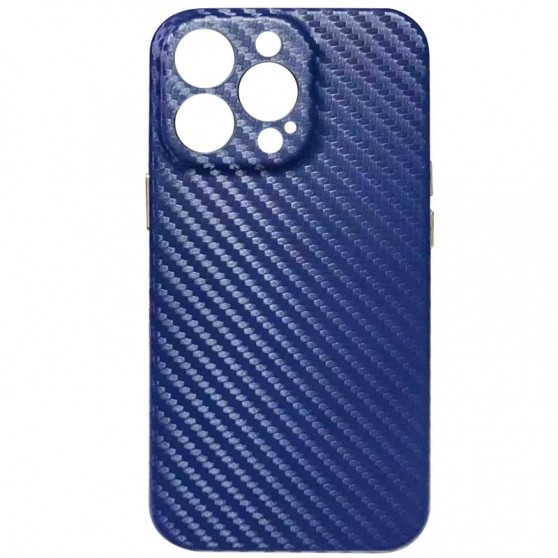 Шкіряний чохол для iPhone 13 Pro Max Leather Case Carbon series (Синій)