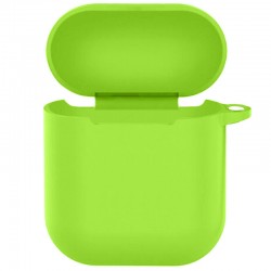 Силіконовий футляр New з карабіном для навушників Airpods 1/2 (Салатовий / Neon green)