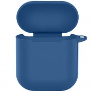 Силіконовий футляр New з карабіном для навушників Airpods 1/2 (Синій / Navy blue)