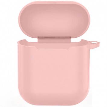 Силіконовий футляр New з карабіном для навушників Airpods 1/2 (Рожевий / Light pink)