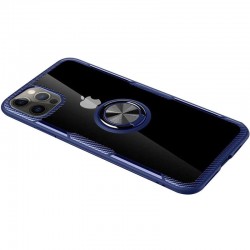 TPU+PC чехол для iPhone 13 Pro Deen CrystalRing for Magnet (opp) (Бесцветный / Синий)