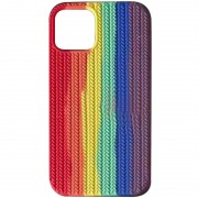 Чохол для iPhone 13 Pro Silicone case Full Braided (Червоний/Фіолетовий)