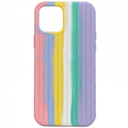 Чехол для iPhone 13 Pro Silicone case Full Braided (Розовый / Сиреневый)