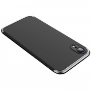 Пластикова накладка для iPhone XR GKK LikGus 360 градусів (opp) (Чорний/Срібний)