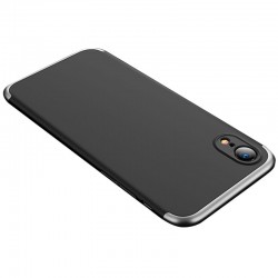 Пластиковая накладка для iPhone XR GKK LikGus 360 градусов (opp) (Черный / Серебряный)
