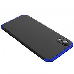 Пластиковая накладка для iPhone XR GKK LikGus 360 градусов (opp) (Черный / Синий)