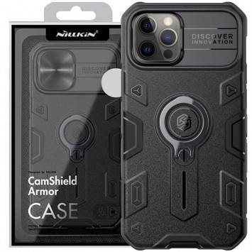 Черный защитный чехол TPU+PC для iPhone 13 Pro Max Nillkin CamShield Armor no logo с шторкой на камеру