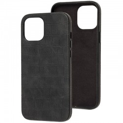 Кожаный чехол для iPhone 13 Pro Croco Leather (Black)