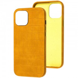 Шкіряний чохол для iPhone 13 Pro Croco Leather (Yellow)