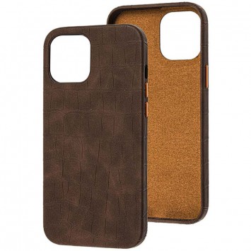 Шкіряний чохол для iPhone 13 Pro Max Croco Leather (Brown)