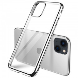 Прозорий силіконовий чохол глянсове окантування Full Camera для Apple iPhone 13 mini (5.4"") (Срібний)