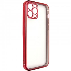 Прозрачный силиконовый чехол для iPhone 13 Pro Max глянцевая окантовка Full Camera (Красный)